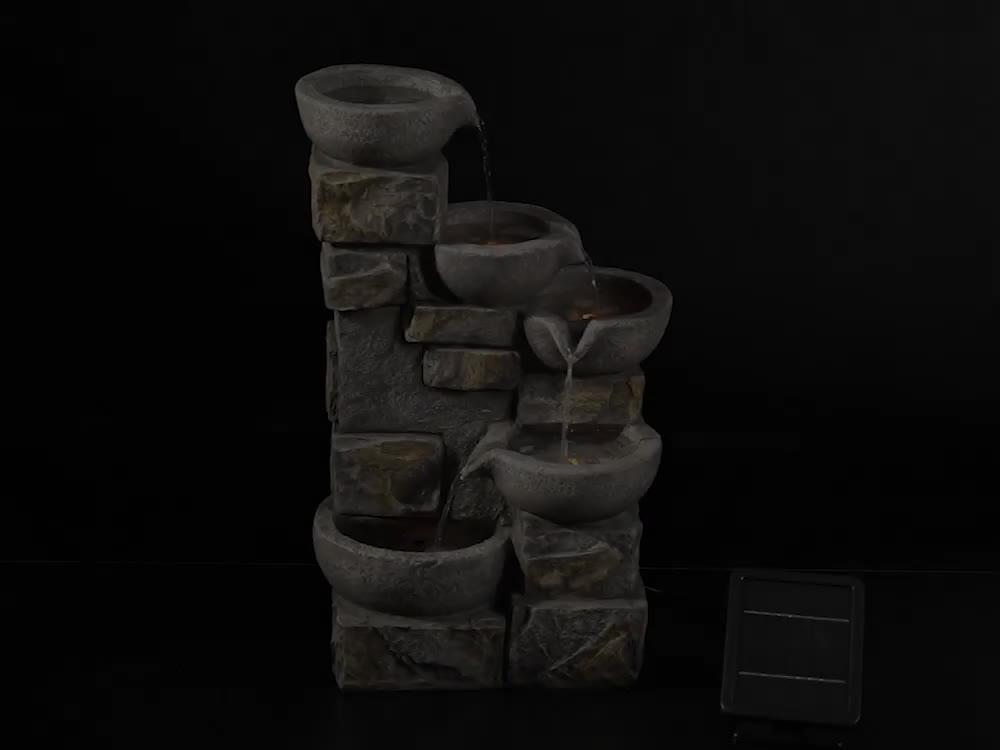 Image thumbnail 7 of 7 of Teamson Home Solar Power Water Fountain Garden Stone Ornament With Light