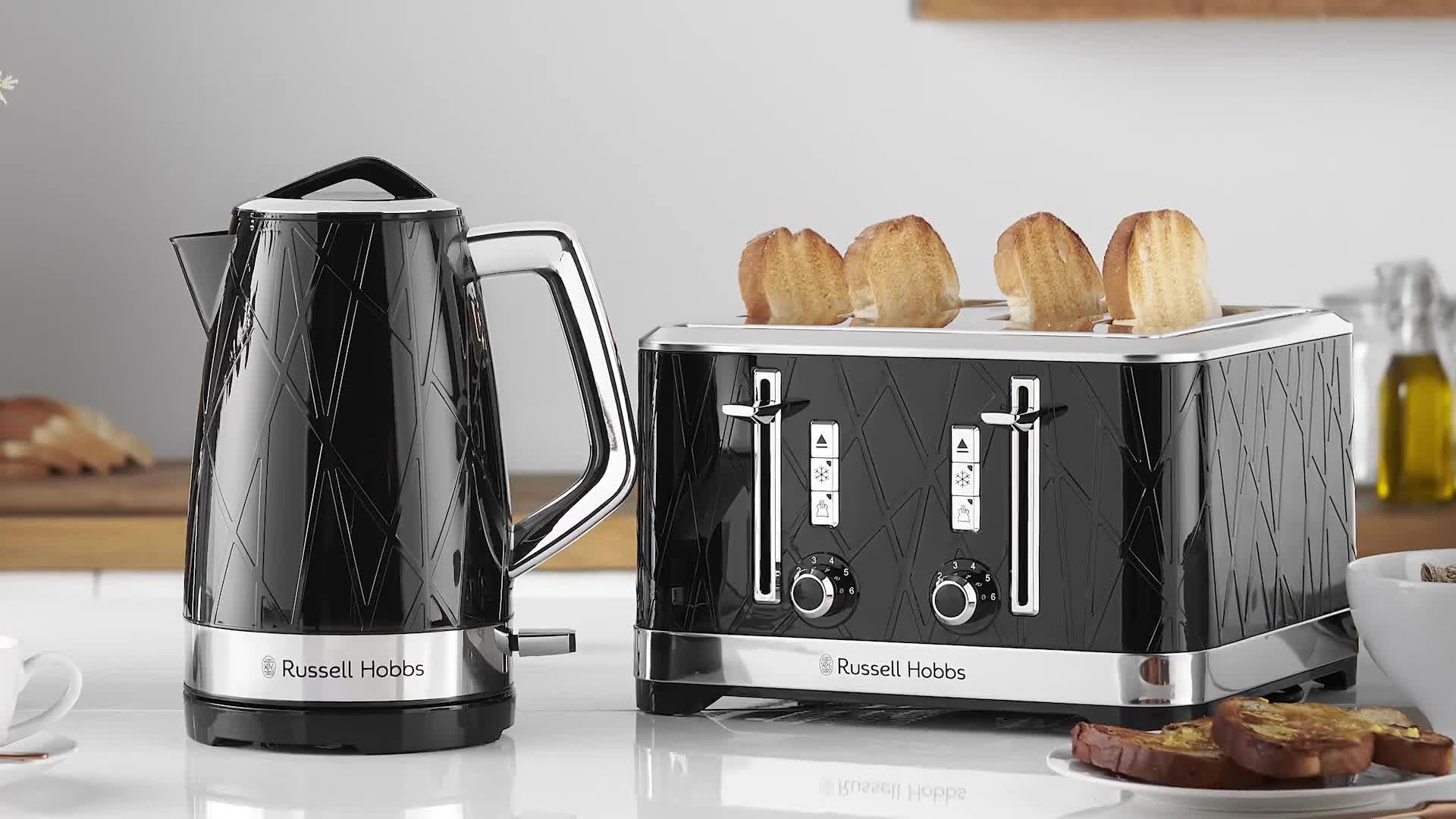 Russell hobbs black shop kettle and toaster set