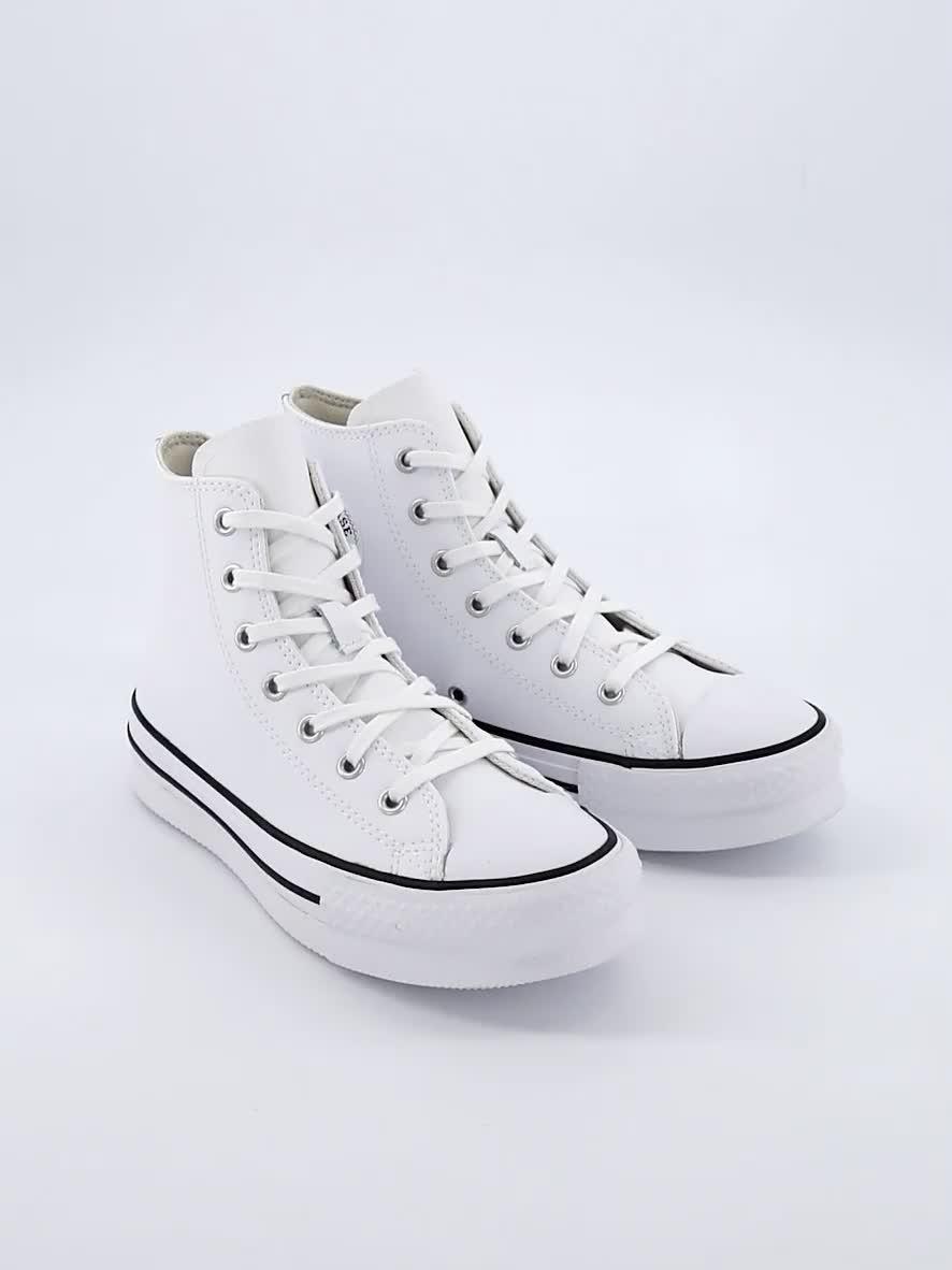 Image thumbnail 7 of 7 of Converse Junior Girls Leather EVA Lift Hi Top Trainers - White