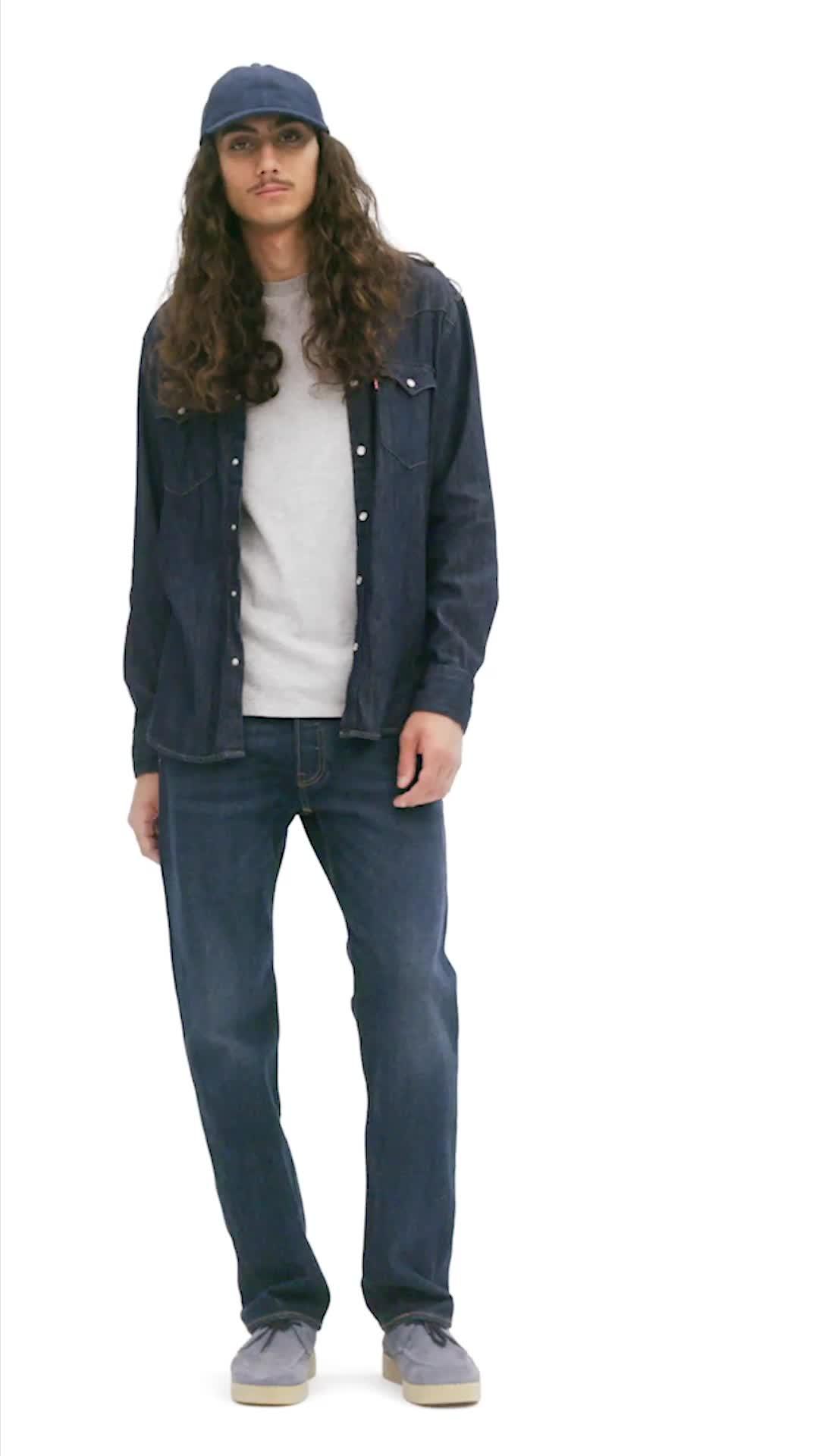 Video of levis-501-original-straight-fit-jeans-light-wash-blue