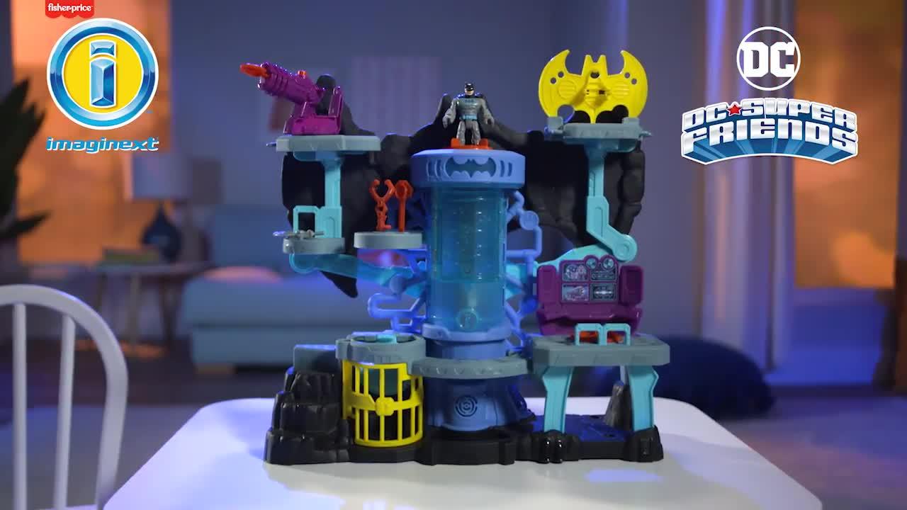 Video of imaginext-dc-super-friends-bat-tech-batcave-playset-with-lights-amp-sounds