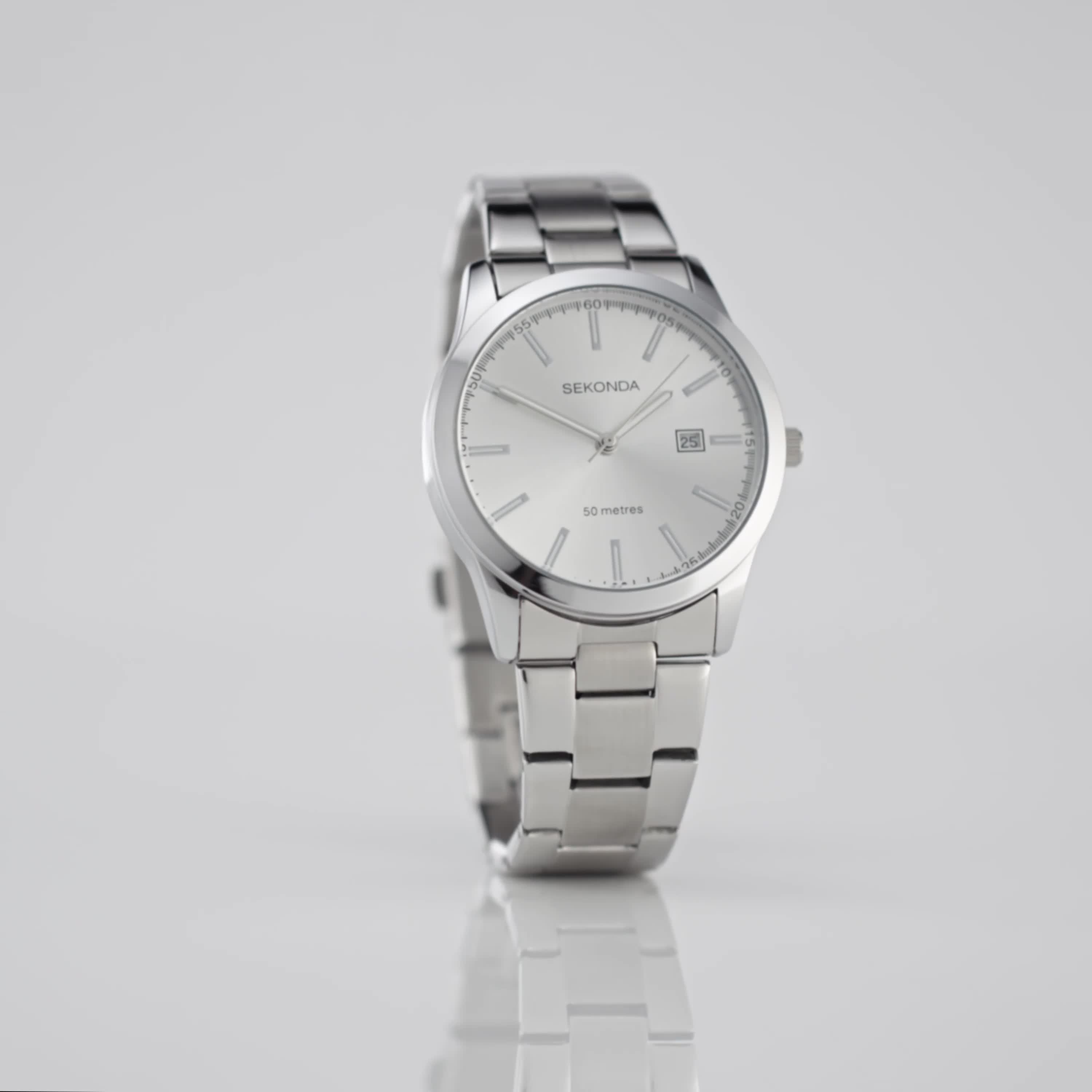 Video of sekonda-mens-taylor-silver-stainless-steel-bracelet-with-silver-dial-watch