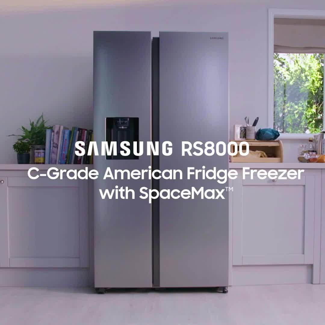 Video of samsung-series-8-rs68a884cb1eu-american-style-fridge-freezer-with-spacemaxtrade-technology-c-rated--nbspblack-stainless-steel