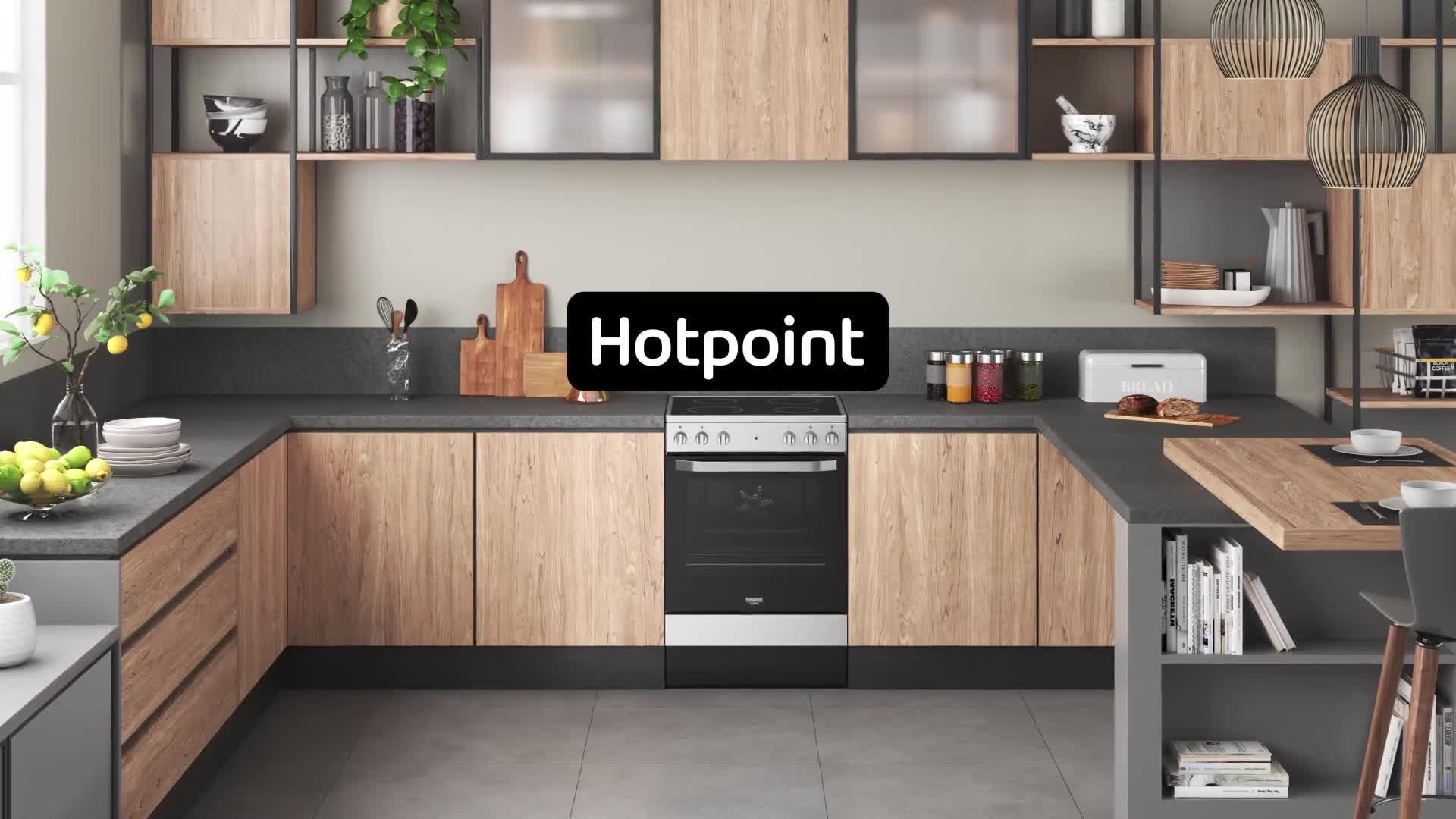 Video of hotpoint-hs67v5khx-60cm-single-electric-cooker-with-ceramic-hob-inox