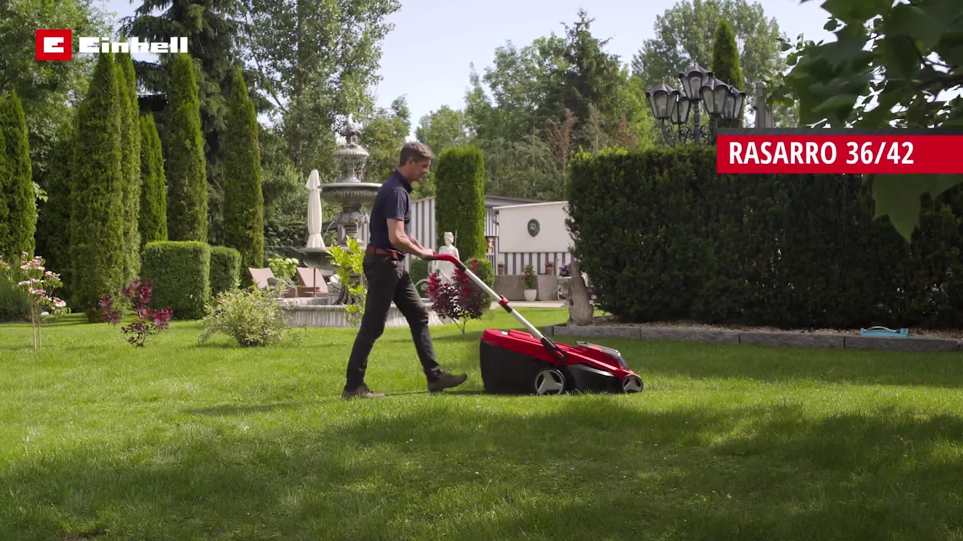 Video of einhell-pxc-42cm-cordless-mower-rasarro-3642-36v-includes-batteries