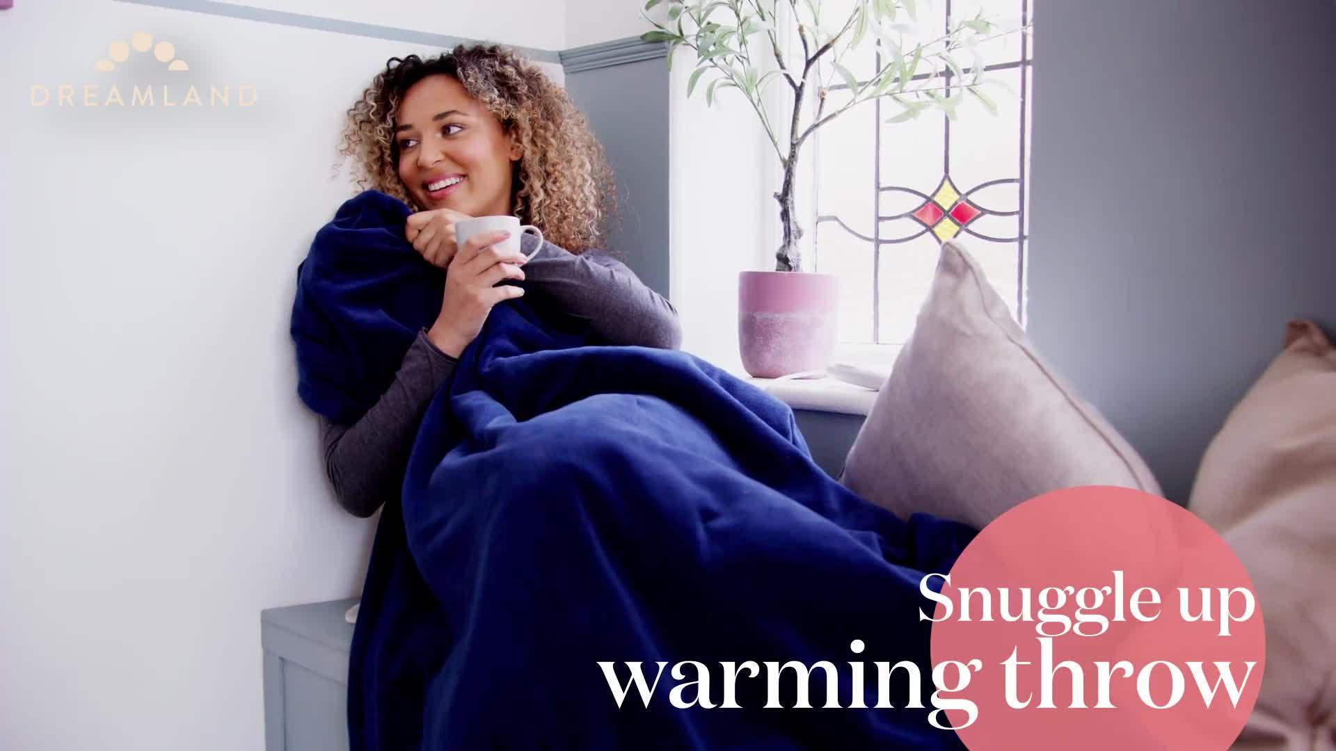 Video of dreamland-relaxwell-luxury-heated-navy-throw