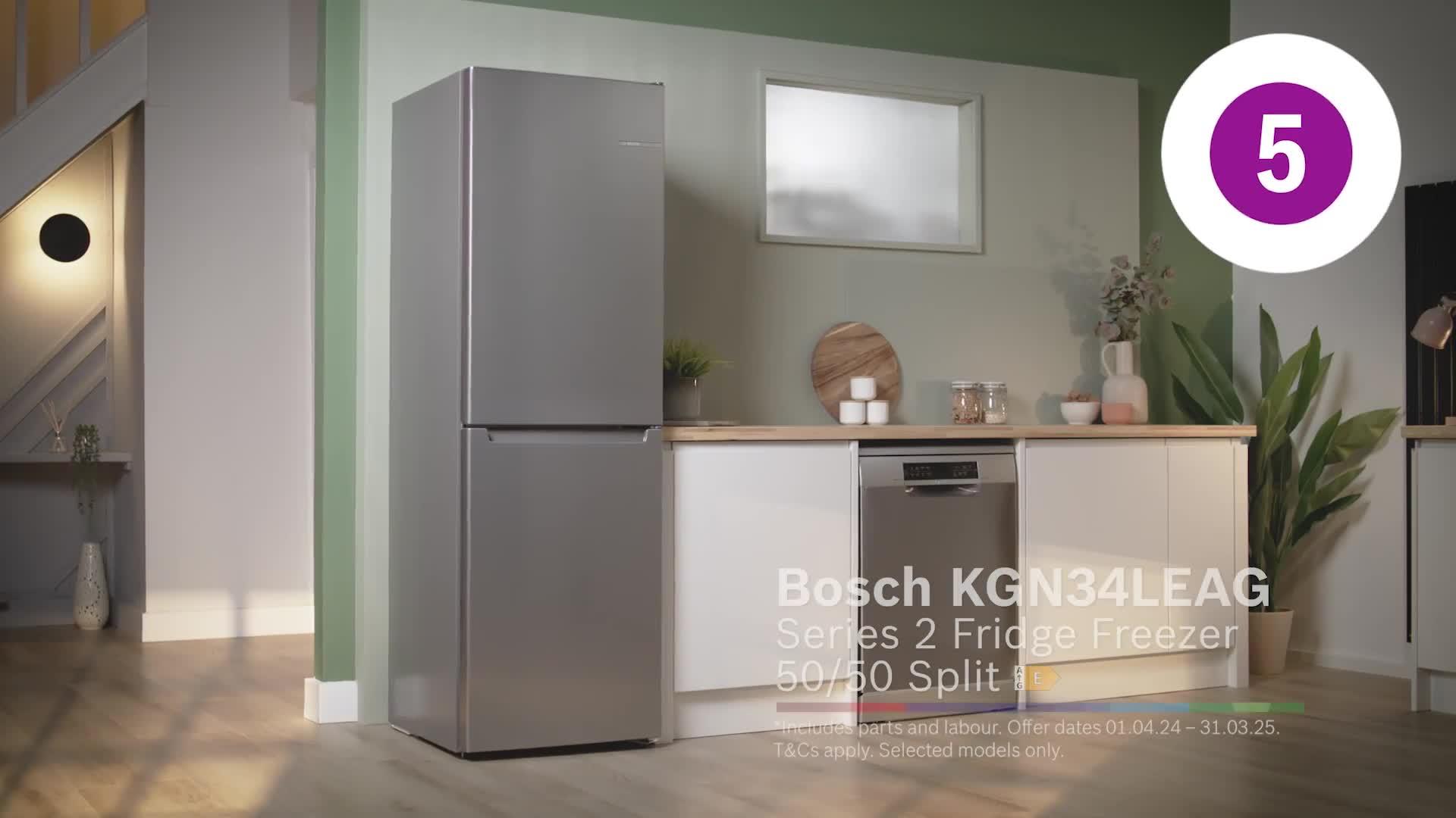 Video of bosch-series-2-kgn34nleag-5050-split-no-frost-60cm-wide-fridge-freezer-inox