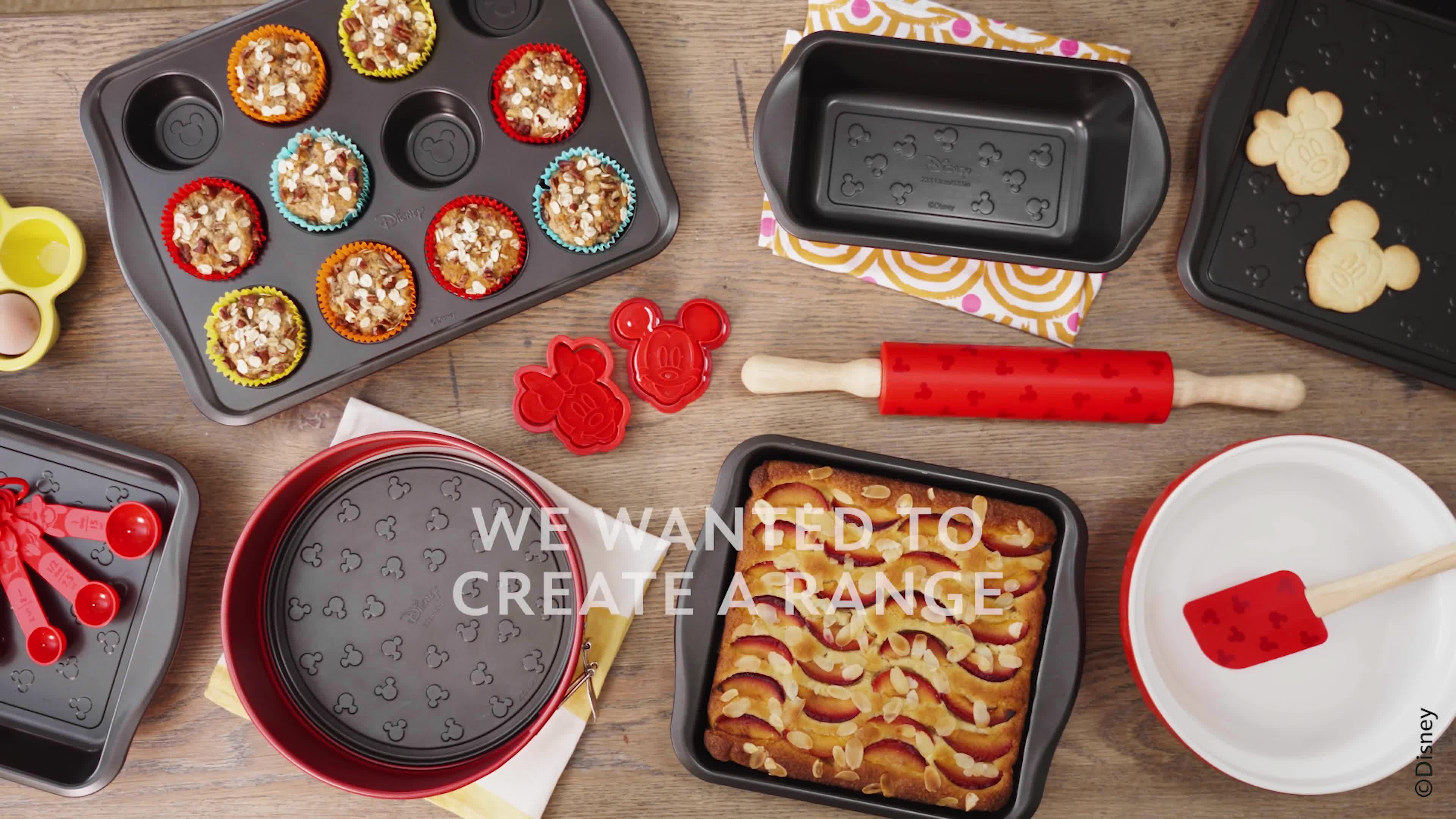 Video of disney-bake-with-mickey-mousenbsplarge-10-x-15nbspbaking-tray--nbspred-amp-black