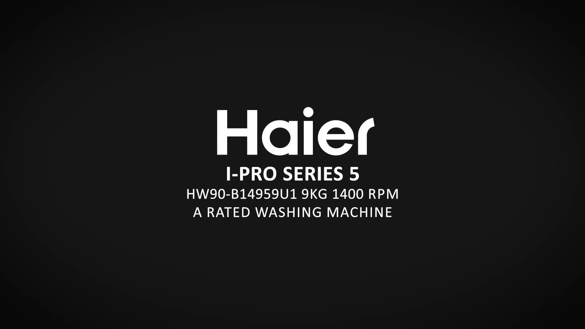 Video of haier-i-pro-series-5-hw90-b14959u1-9kg-wash-1400-rpm-spinnbspwashing-machine-with-wifinbspa-rated-white