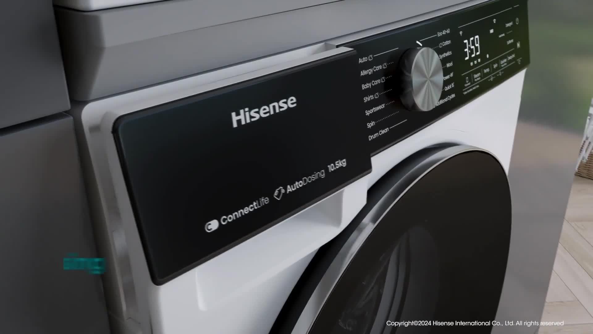 Video of hisense-5s-series-wd5s1045bw-105kg-1400rpm-auto-dosing-freestanding-washer-dryer-white