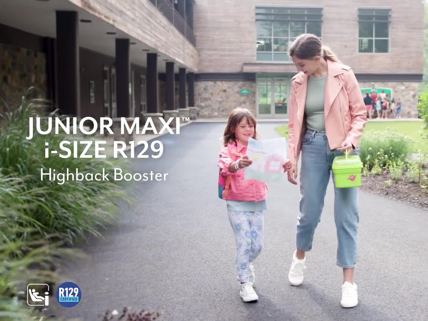 Video of graco-junior-maxi-i-size-r129-highback-booster-car-seat-midnight