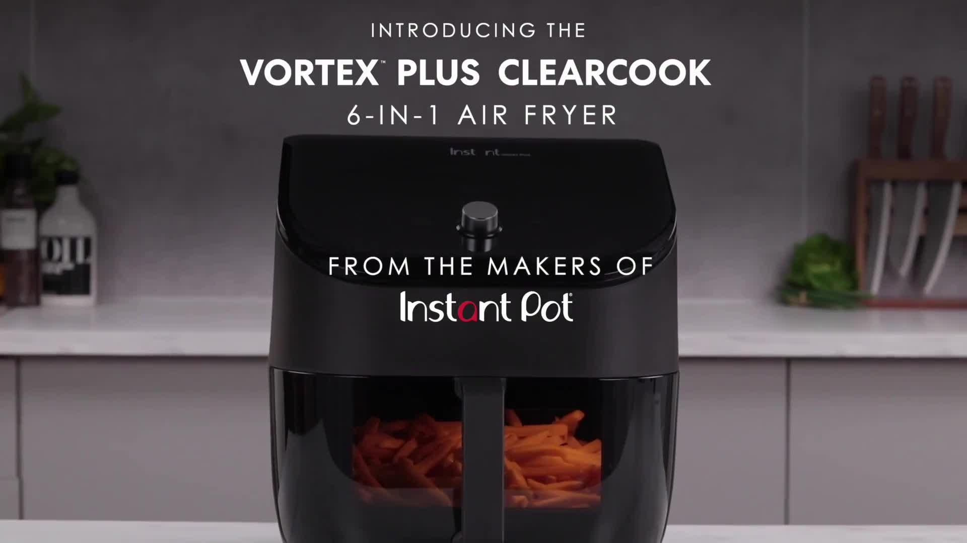 Instant Vortex Plus Dual Air Fryer with ClearCook, Black 7.6L- Air Fry,  Bake, Roast, Grill, Dehydrate & Reheat