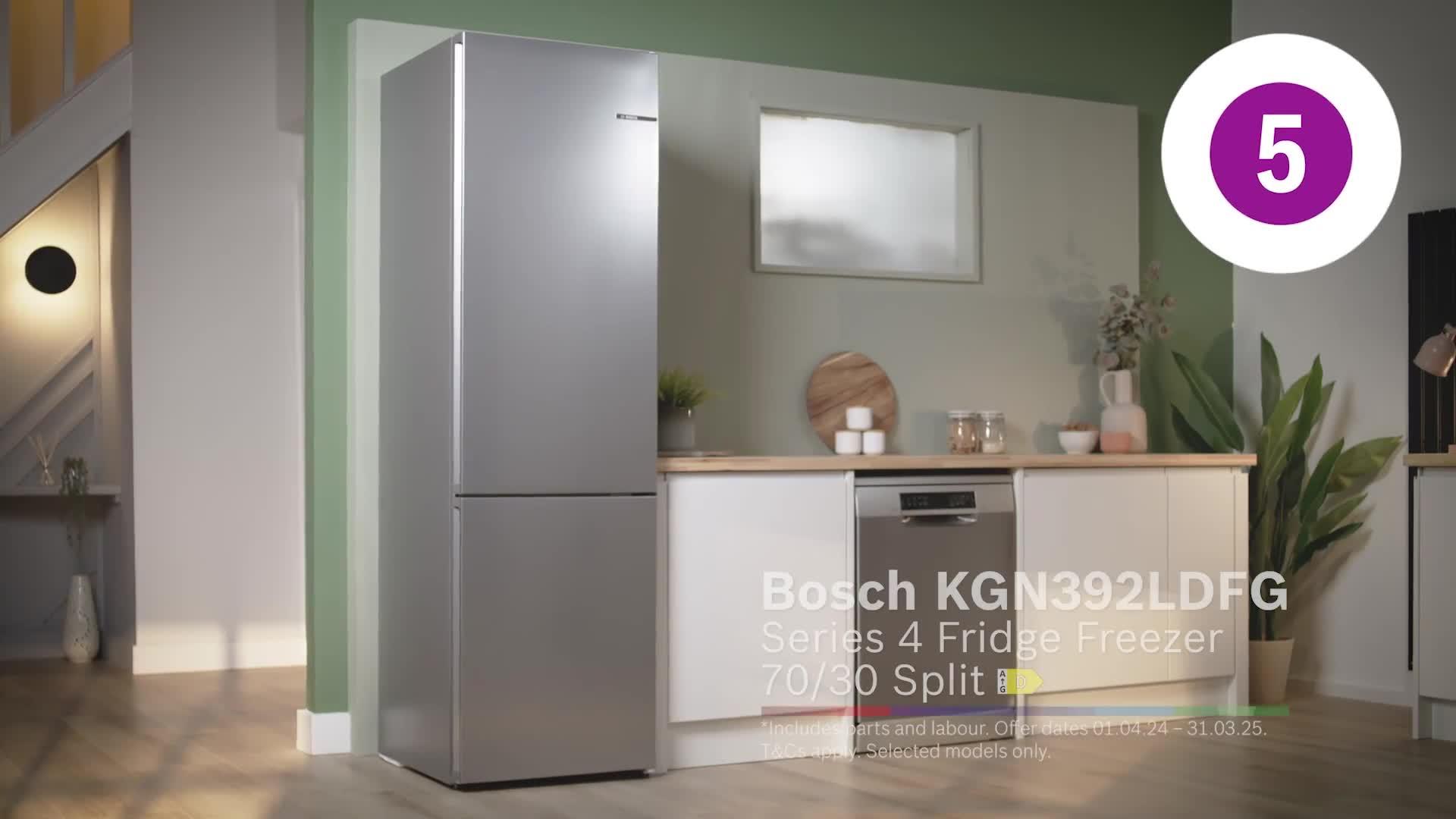 Video of bosch-series-4nbspkgn392ldfg-60cm-wide-vitafresh-no-frost-fridge-freezer-silver