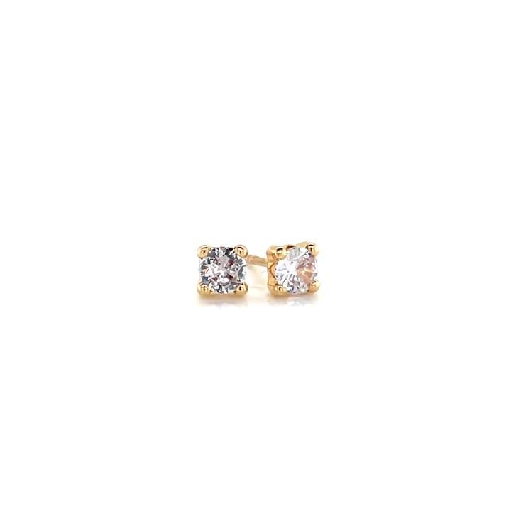 Image thumbnail 4 of 4 of Ernest Jones 9ct Yellow Gold Earrings. Cubic Zirconia Stud Earrings