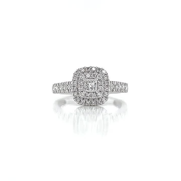 Image thumbnail 5 of 5 of Ernest Jones 18ct White Gold 0.50ct Total Diamond Princess Halo Ring