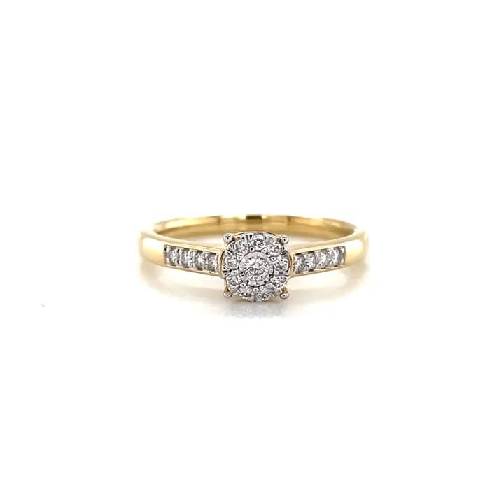 Image thumbnail 5 of 5 of H. Samuel 9ct Yellow Gold Engagement Ring. 0.15ct Diamond Round Cluster Ring