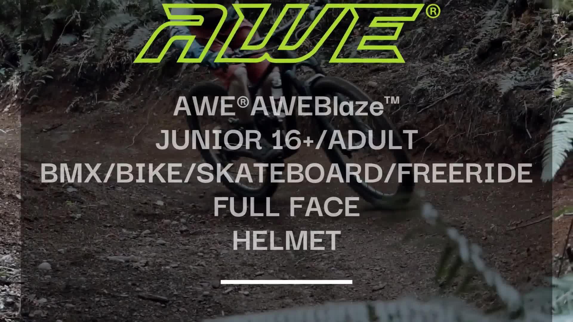 Video of awe-junior-16-adult-bmxbike-full-face-helmet-56-58cm-blackgreen