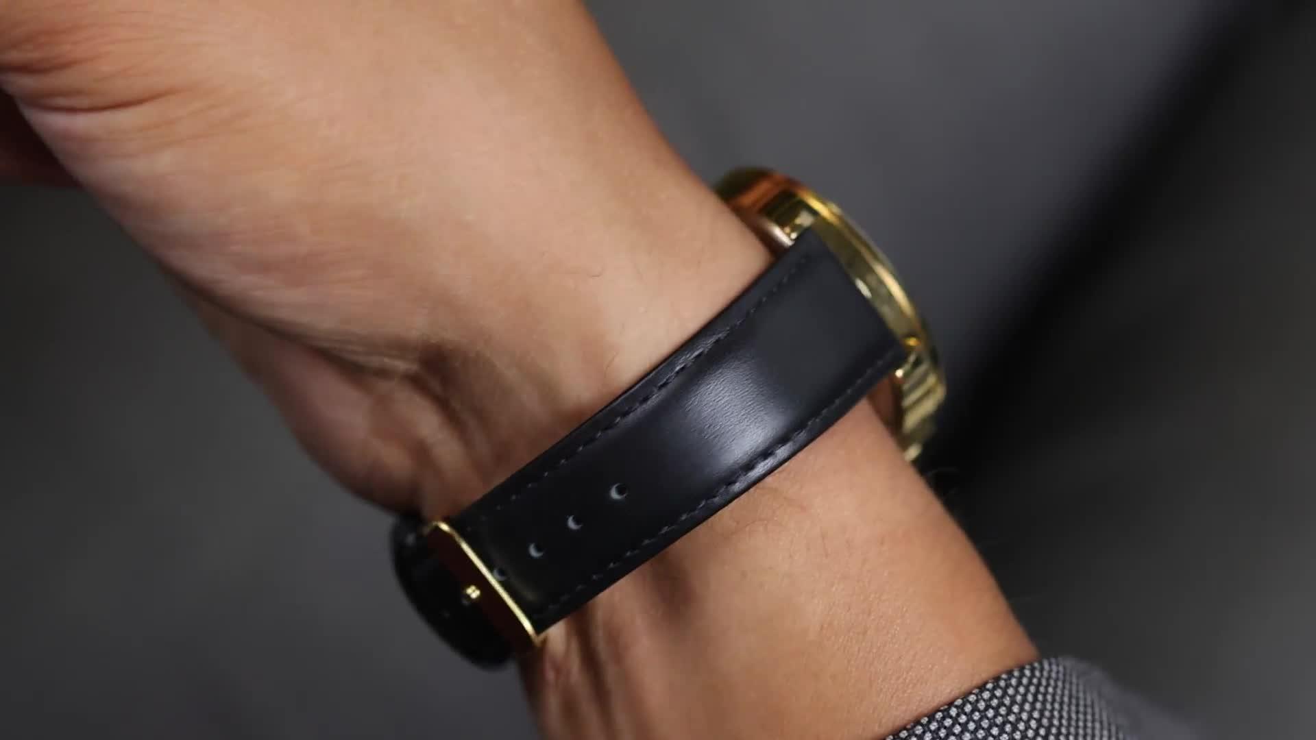 Image thumbnail 5 of 5 of Spirit Gents Classic Polished Gold Leather Watch in Black