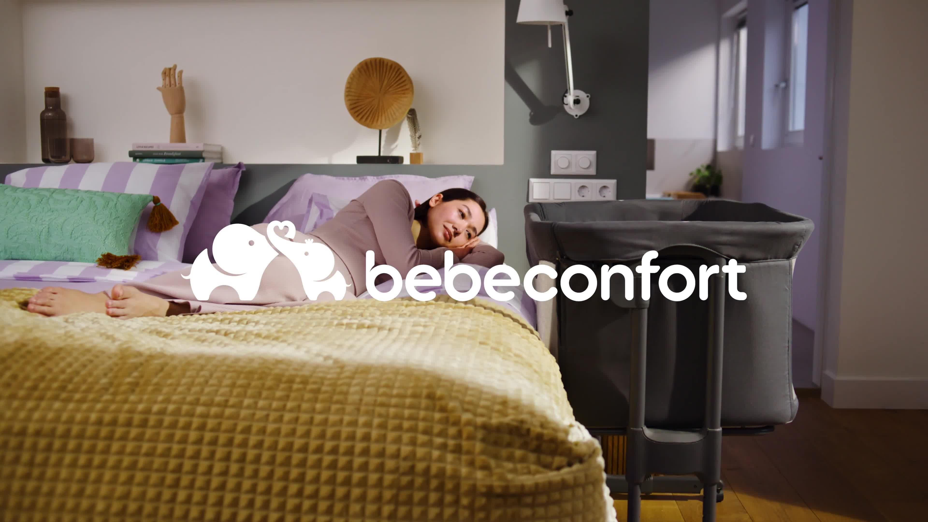 Video of bebe-confort-amara-fast-fold-bedside-crib-tinted-graphite