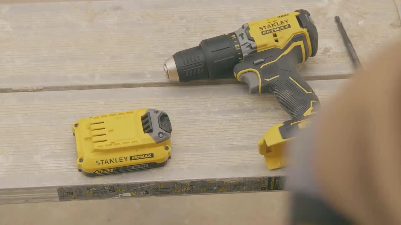 Video of stanley-fatmax-stanley-fatmax-stanley-fatmax-18v-v20-cordless-brushless-hammer-drill-1-x-20ah-battery-100-accessories