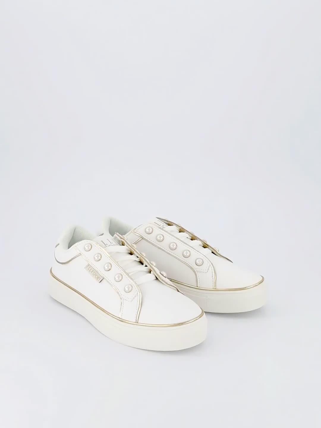 Video of elle-sport-pearl-embellished-trainers-white