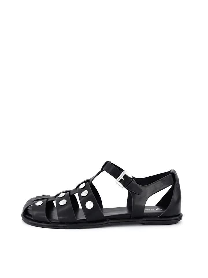 Video of v-by-very-fishermans-sandal-with-studs-black