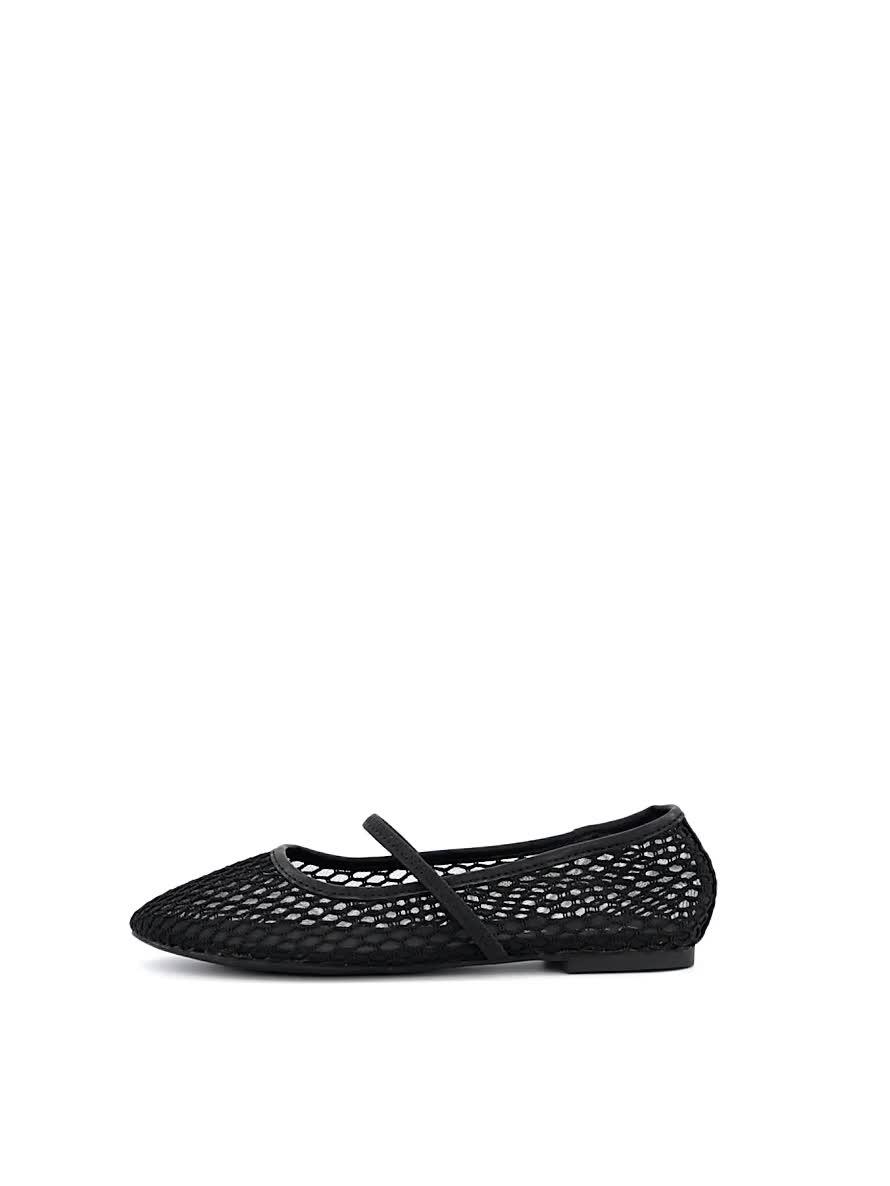 Video of v-by-very-mesh-round-toe-ballerina-shoes-black