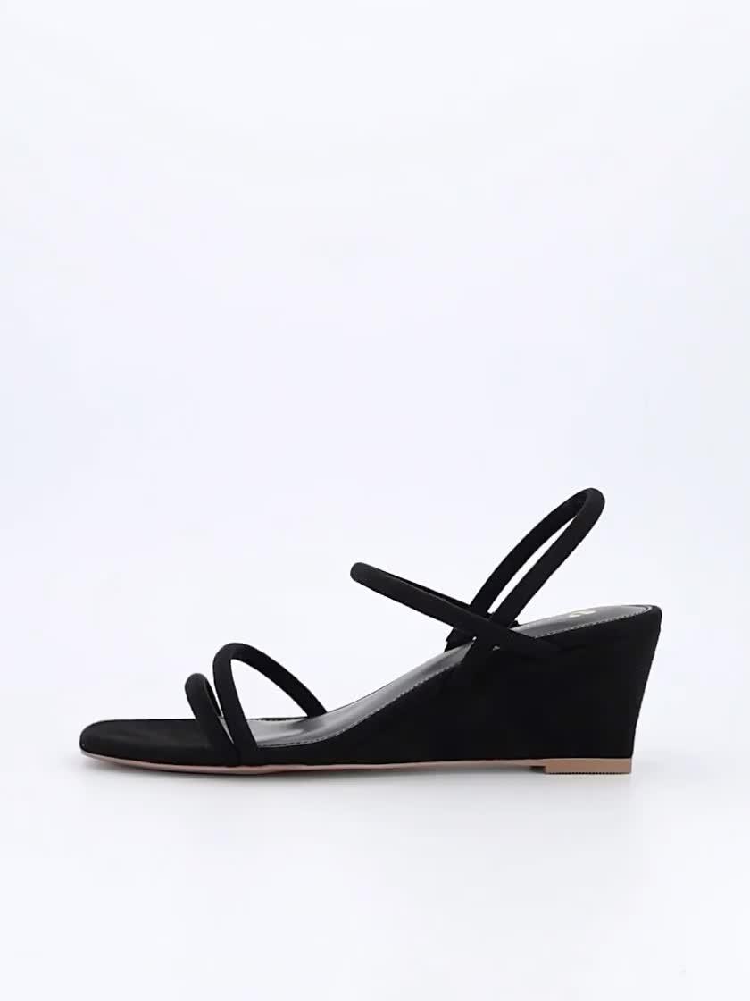 Video of v-by-very-midi-wedge-strappy-sandals-black