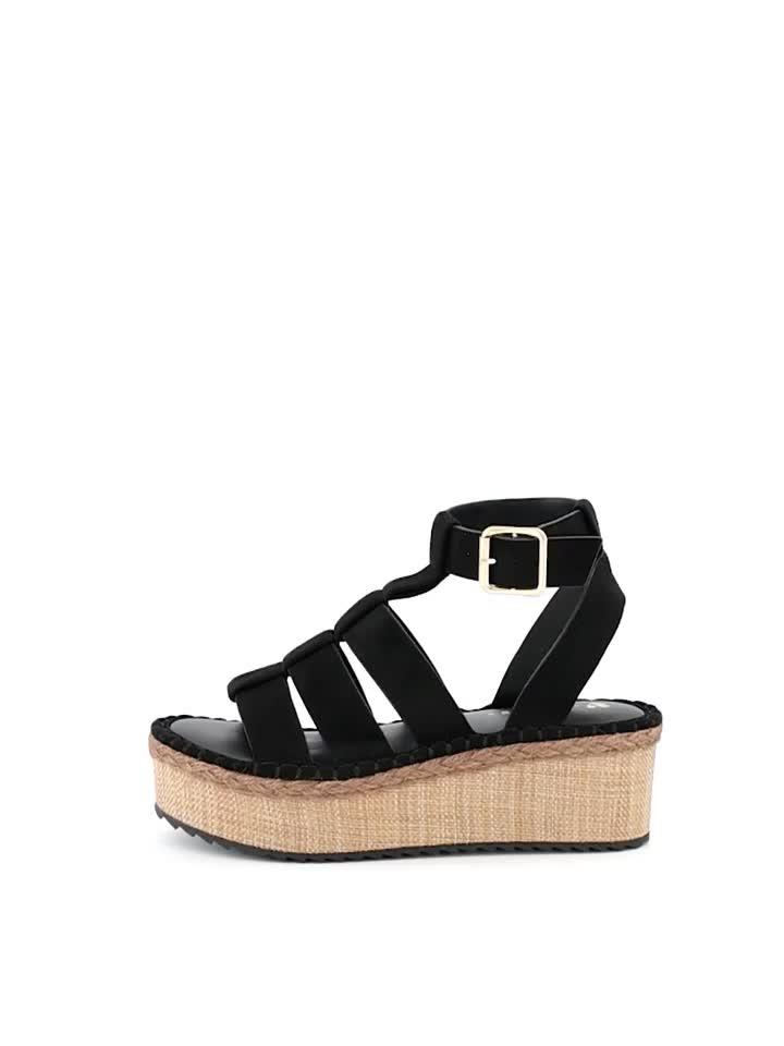 Video of v-by-very-wedge-gladiator-sandal-black