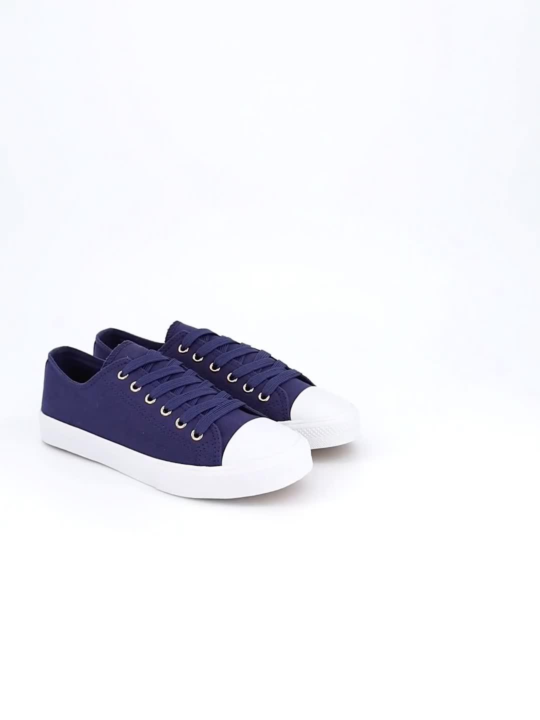 Video of everyday-wide-fit-canvas-lace-up-trainer-navy