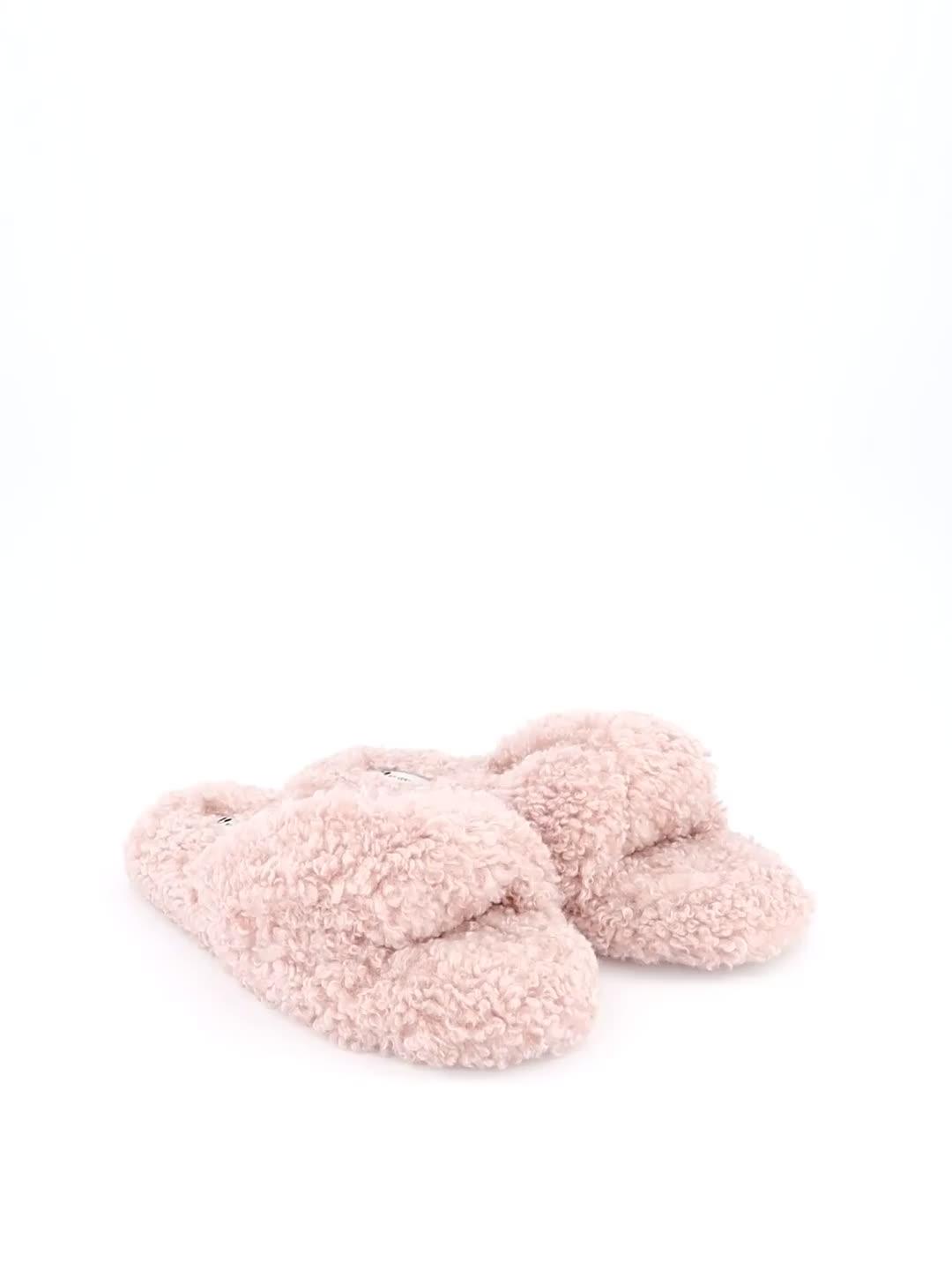 Video of everyday-cross-strap-borg-slider-slipper-pink
