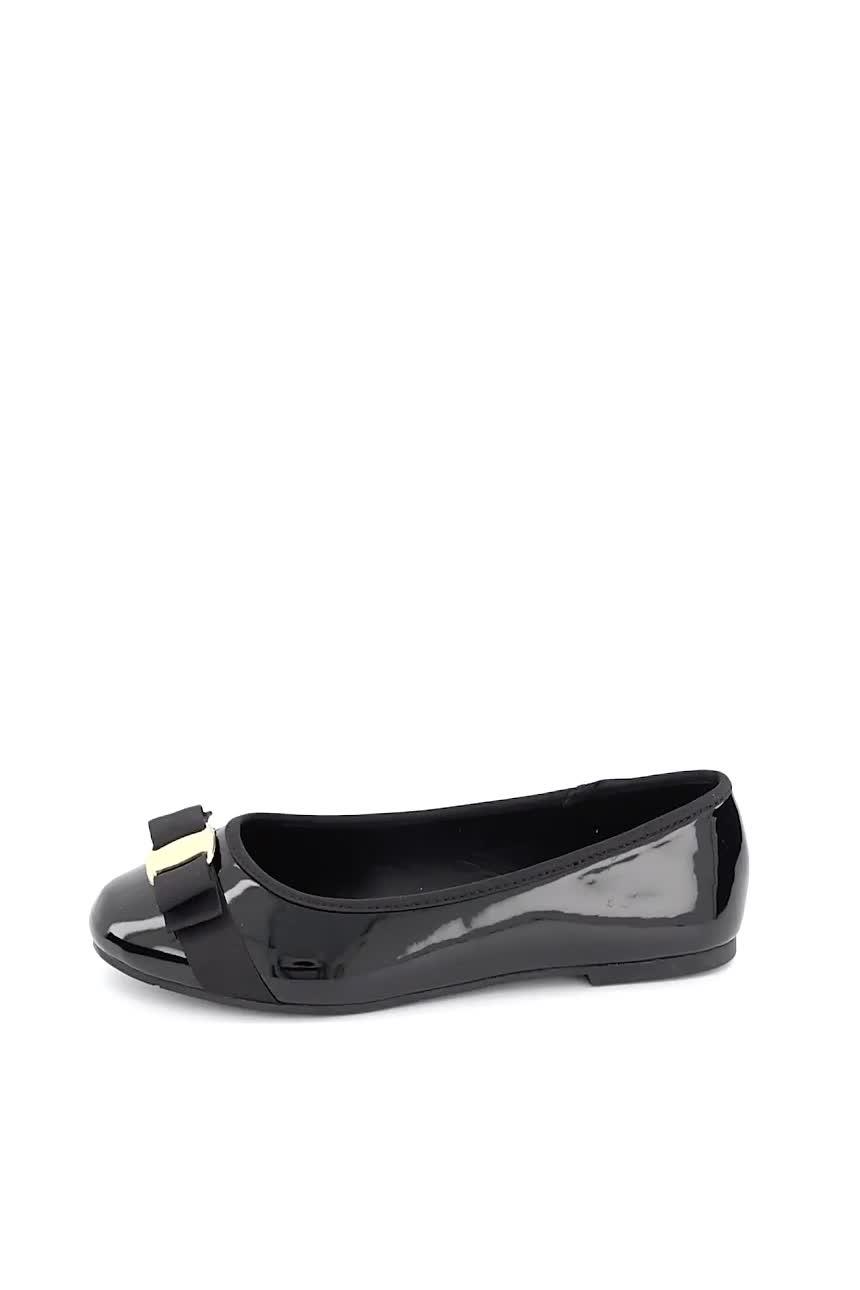 Video of v-by-very-extra-wide-fit-ballerina-with-bow-detail-black