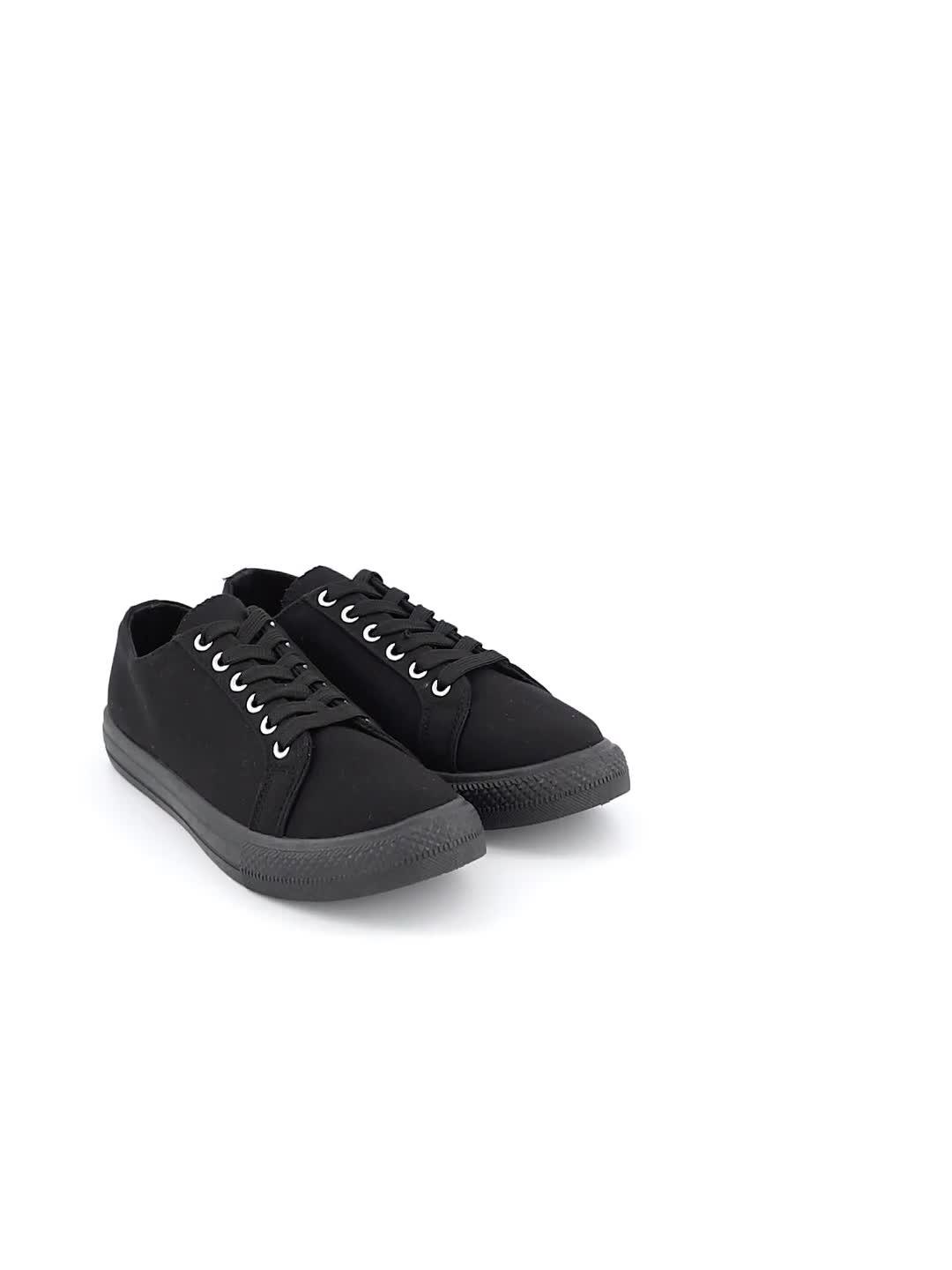 Video of everyday-standard-fit-canvas-lace-up-trainer-black