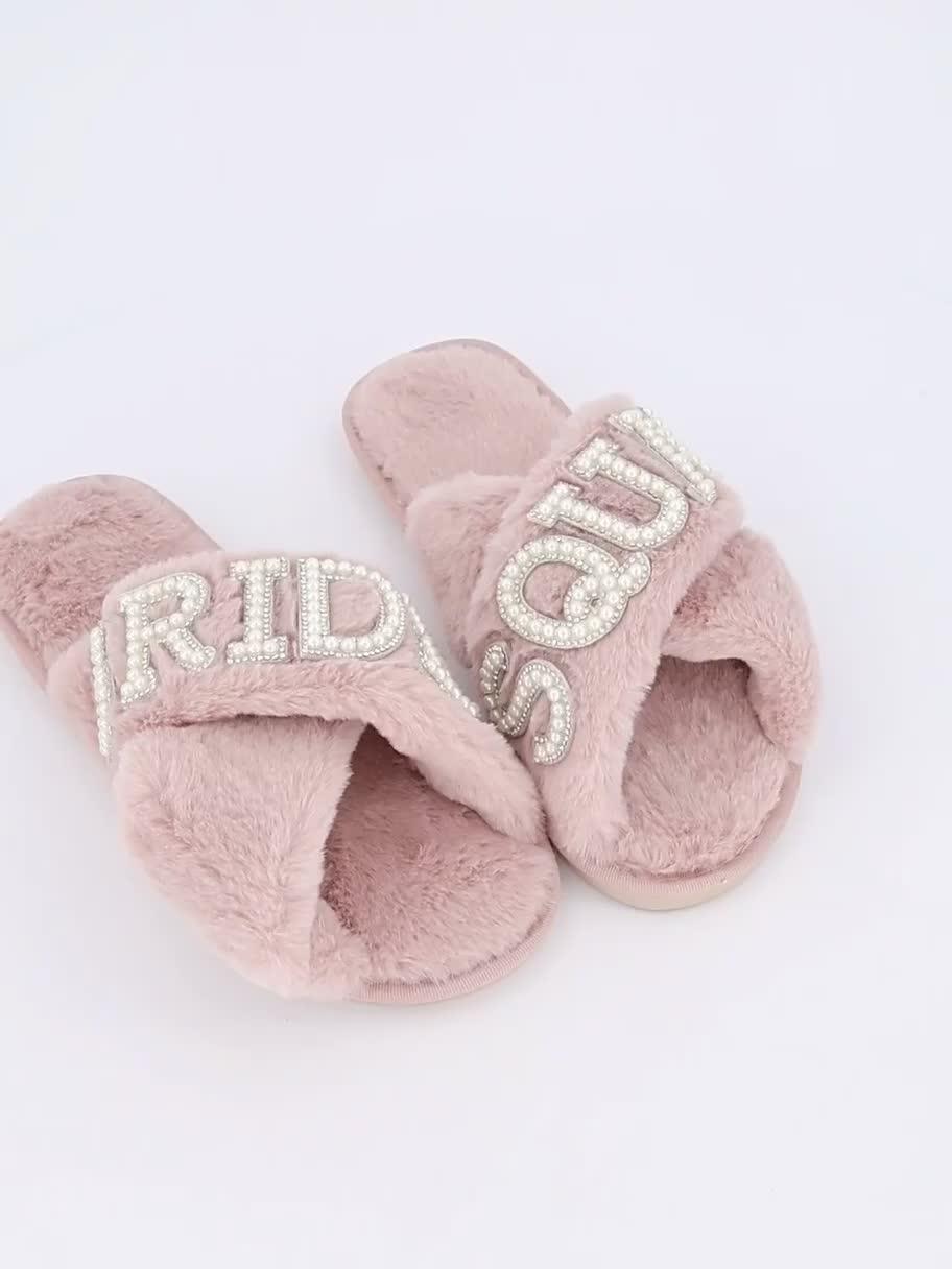 Video of raid-sasha-be-mine-bridesquad-slippers-light-pink