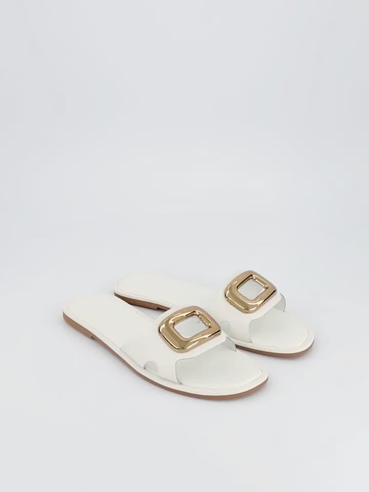 Video of v-by-very-large-metal-eyelet-slider-white