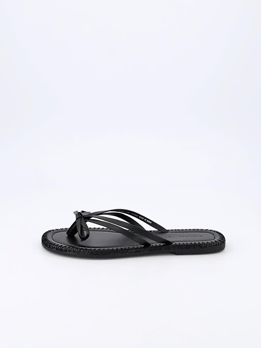 Video of everyday-leather-bow-toe-post-sandals-blacknbsp