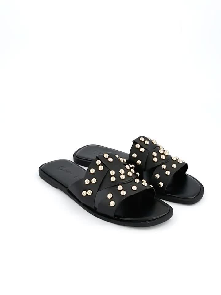 Video of v-by-very-leather-studded-slider-blackgold
