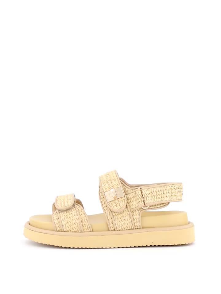 Image thumbnail 7 of 7 of V by Very Wide Fit Raffia Double Buckle Footbed - Natural