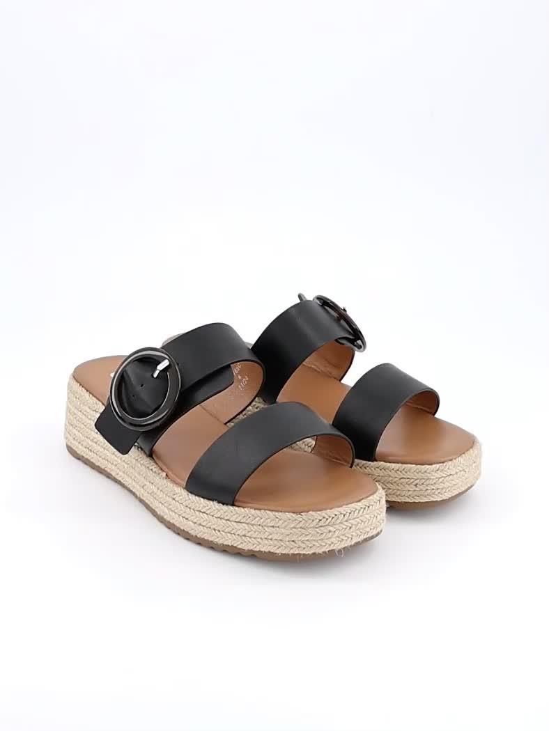 Video of v-by-very-wide-fit-double-strap-flatform-espadrille-sandals-black