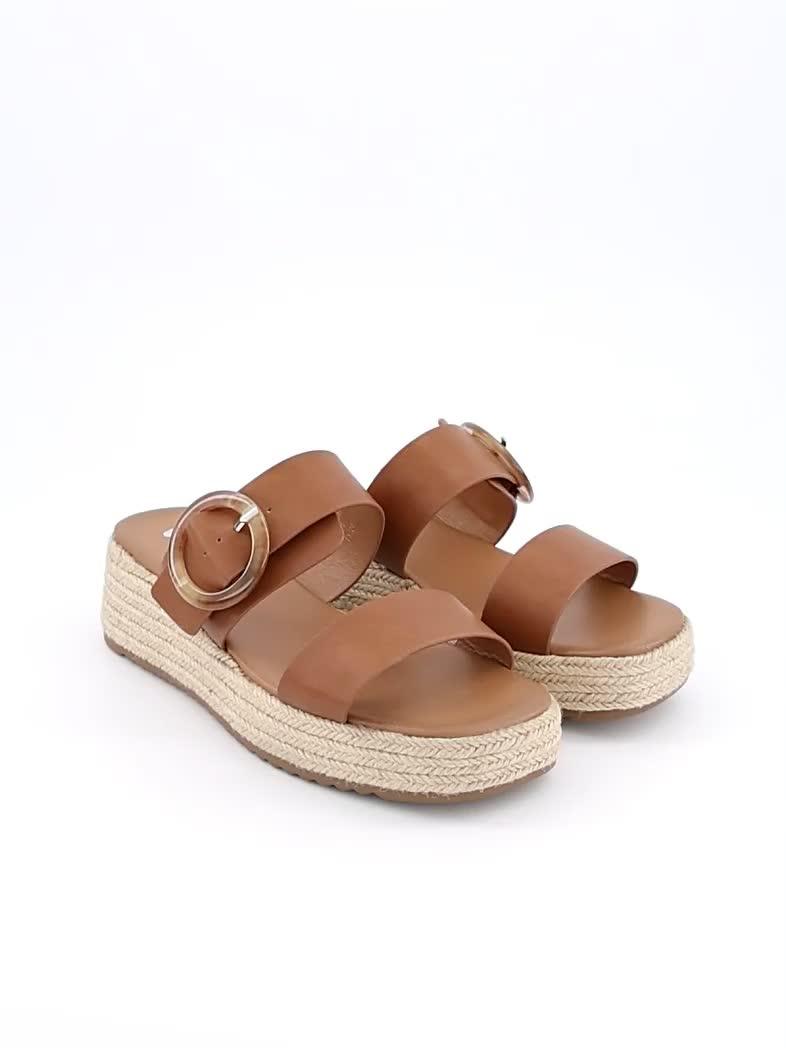 Video of v-by-very-wide-fit-double-strap-flatform-espadrille-sandals-brown
