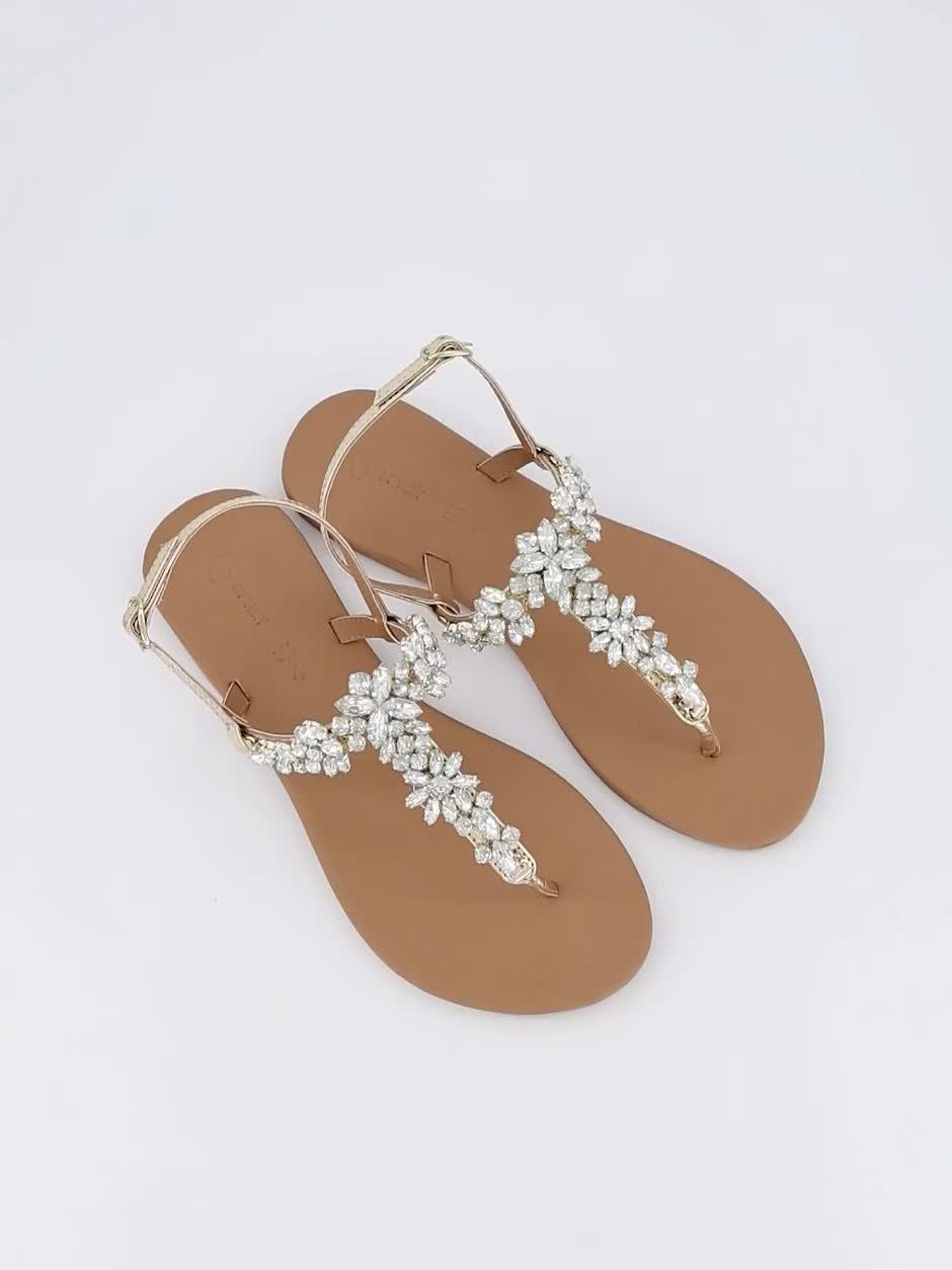 Video of v-by-very-embellished-toe-post-leather-sandals-gold