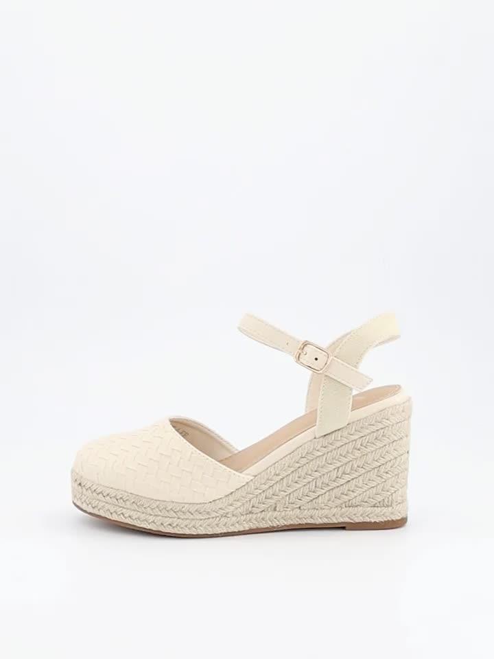 Video of v-by-very-wide-fit-closed-toe-weave-espadrille-sandal-cream