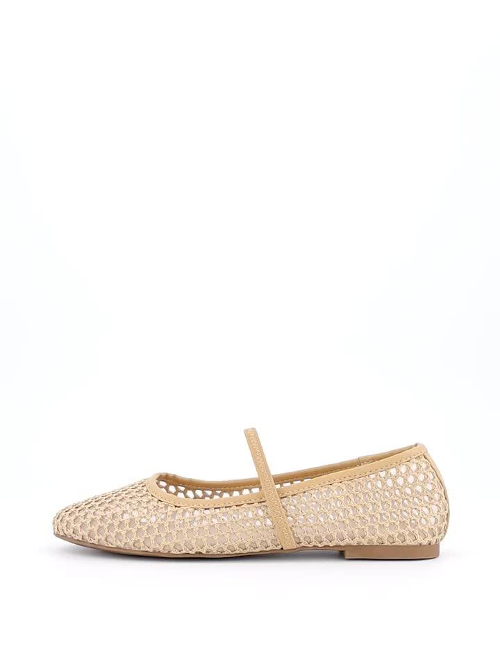 Video of v-by-very-mesh-round-toe-ballerina-flatsnbsp--natural
