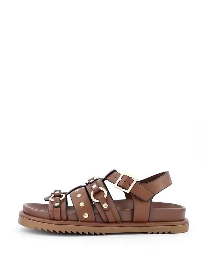 Video of v-by-very-metal-trim-footbed-sandal-tan