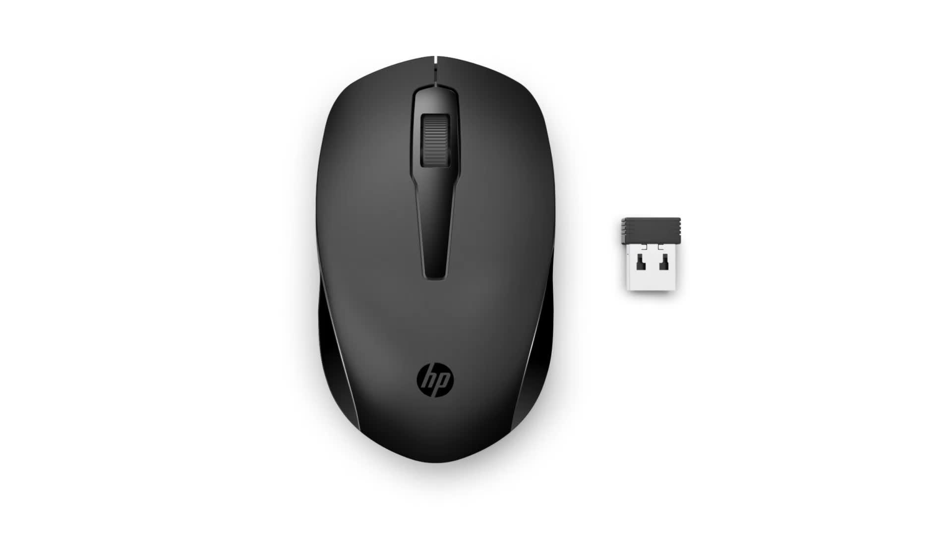 Video of hp-150-wireless-mouse-ambidextrous-design-3-buttons-scroll-wheel-up-to-10-month-battery-black