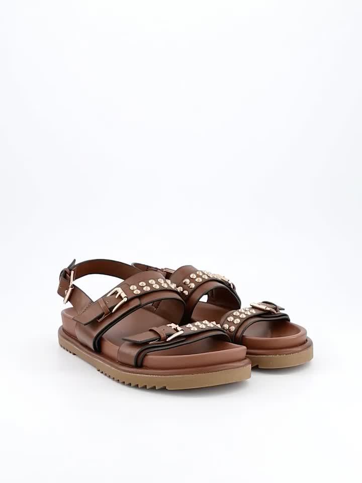 Image thumbnail 6 of 6 of V by Very Wide Fit Studded Buckle Sandal - Brown