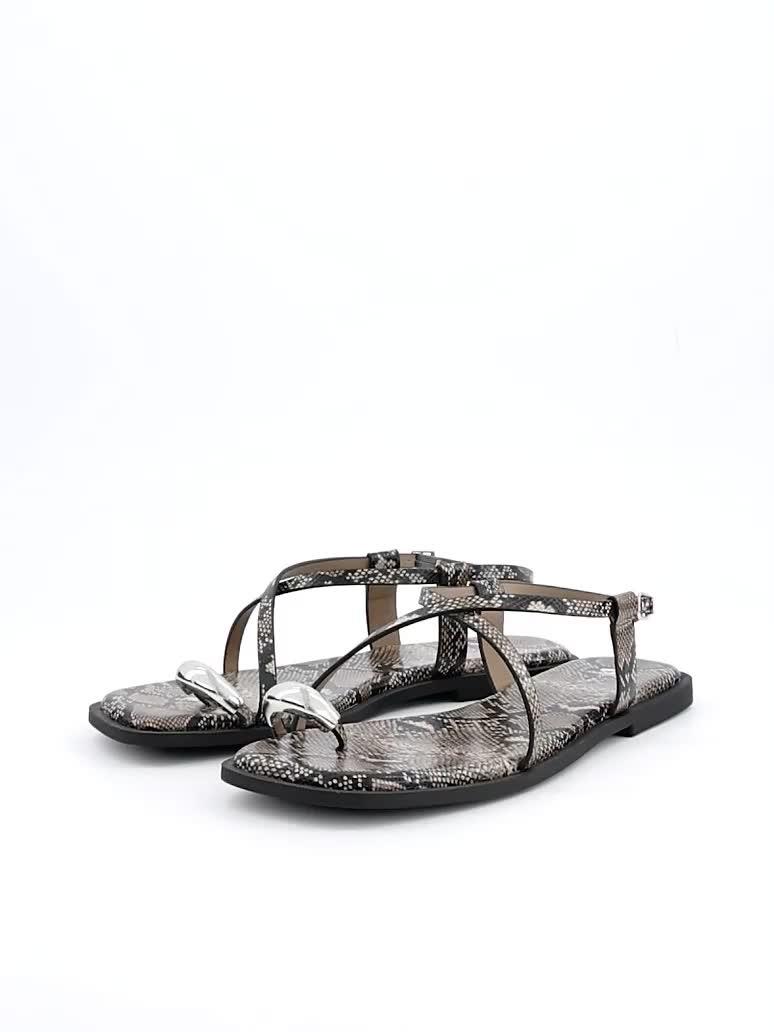 Image thumbnail 6 of 6 of V by Very Strappy Flat Sandal With Metal Embellishment - Snake