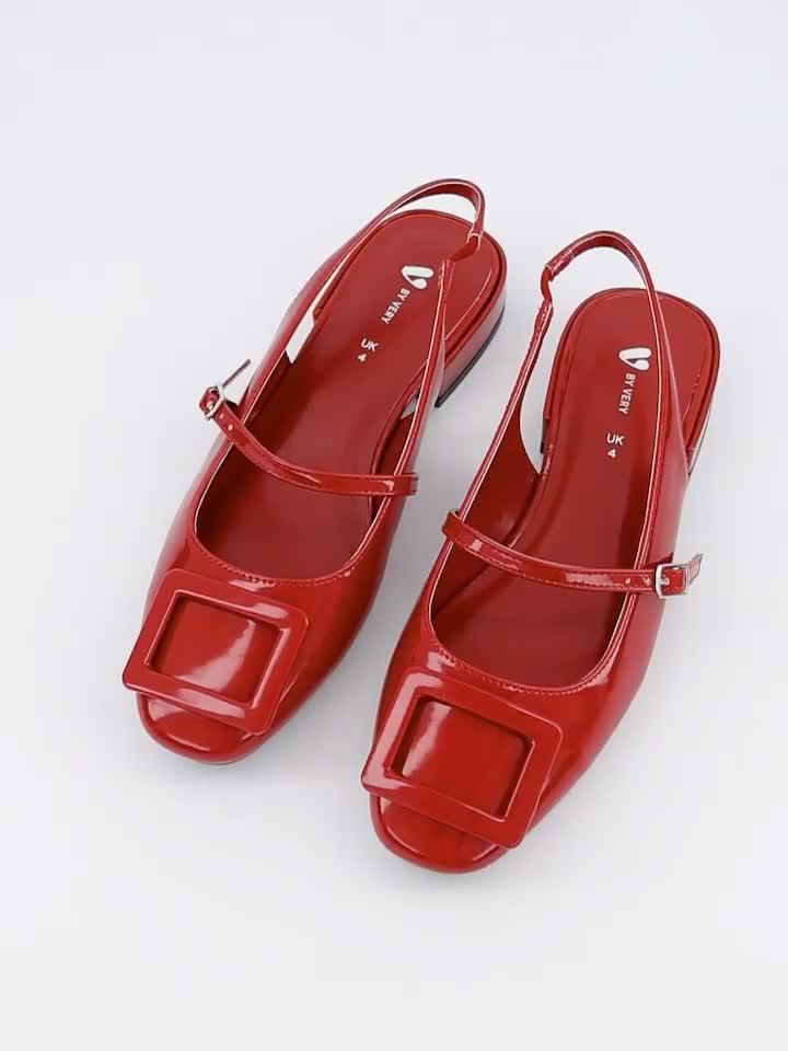 Video of v-by-very-sling-back-low-heel-shoe-with-detail-red