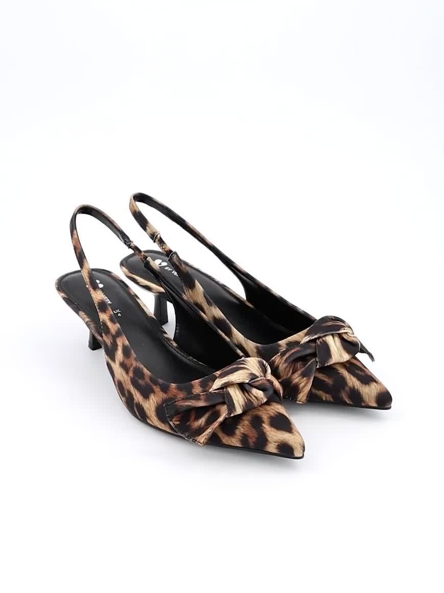 Image thumbnail 6 of 6 of V by Very Leopard Kitten Heel With Bow - Brown