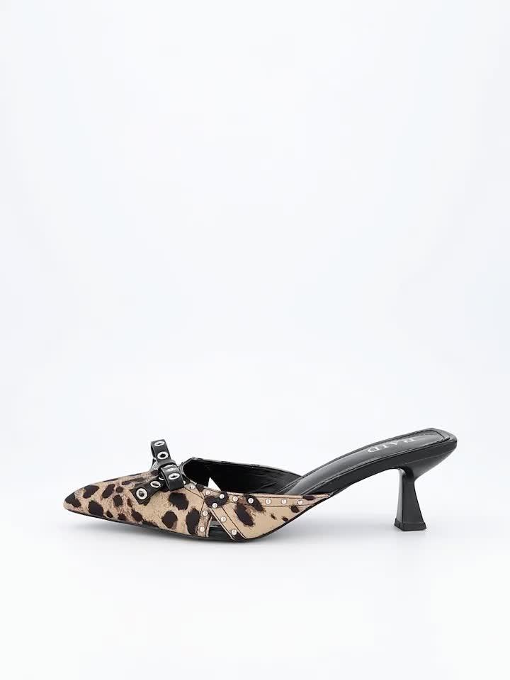 Video of raid-tinsley-kitten-heel-mules-leopard